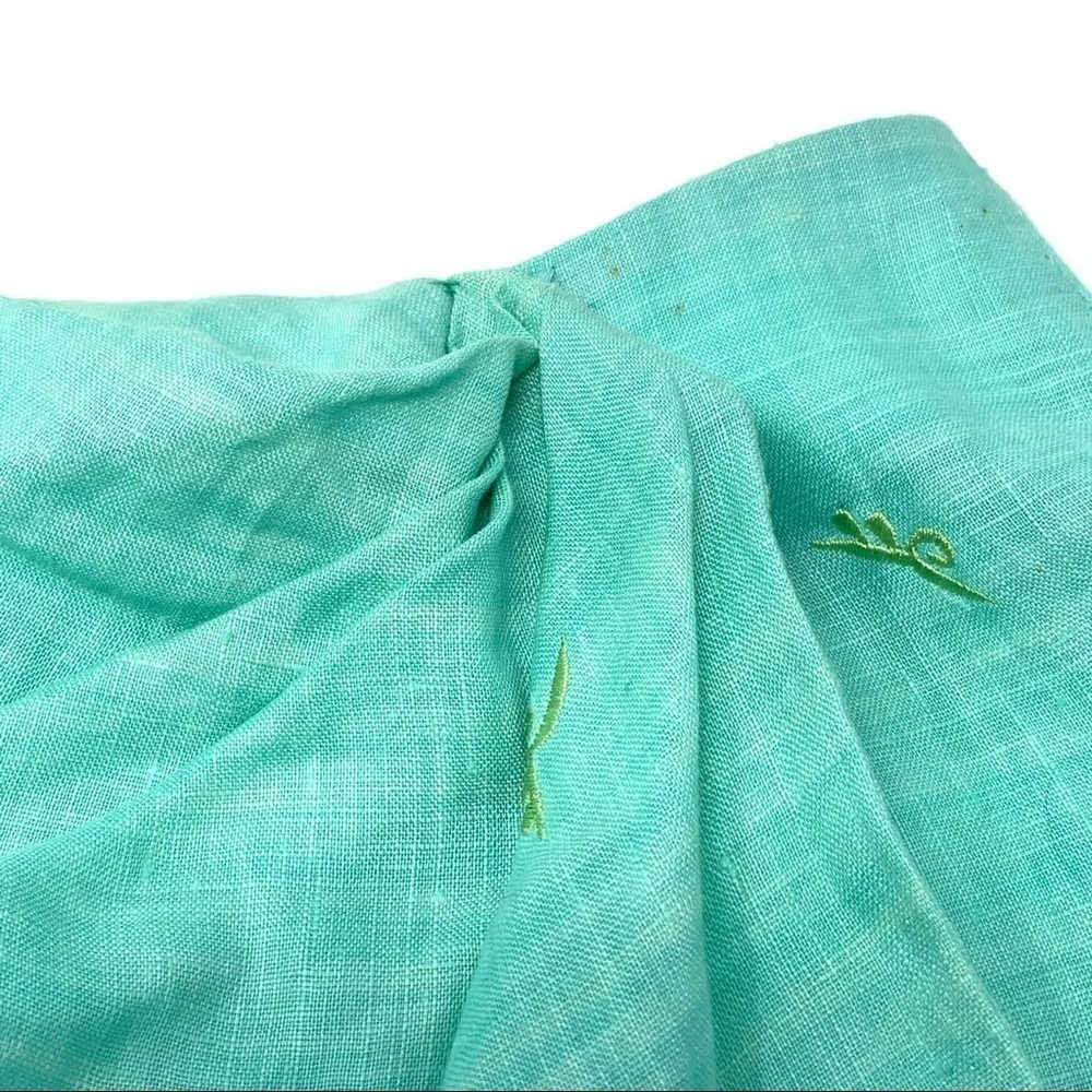 Jenna Ombre Embroidered Linen Sarong Wrap Maxi Skirt Size 12 Blue Green Floral - Picture 15 of 16
